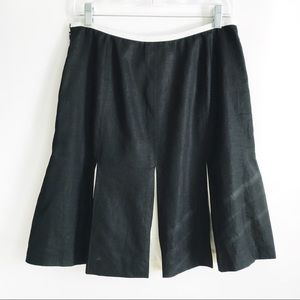 LOFT Black/White Pleated Linen Skirt